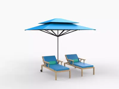 Recreation chair and umbrella  3D model