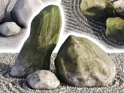 Japanese Rock Zen Garden 01 - Low Poly - PBR Low-poly 3D model