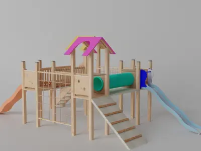 Wooden Playground Low-poly 3D model