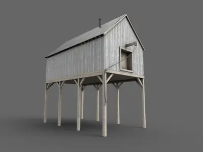 Suspended Barn Low-poly 3D model