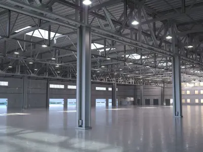 Warehouse empty with windows 3D model