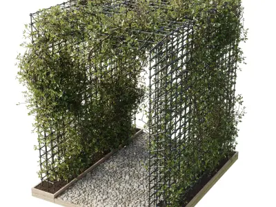 Ivy Plant Pergola - Outdoor Green Wall and Fence set 244 3D model