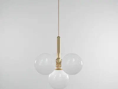 RAFFIN pendant light with three balls hanging from brass chain 3D model