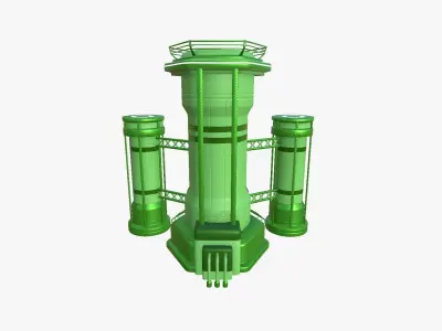 SciFi Facility A06 Green - Sci Fi Exterior Design Low-poly 3D model