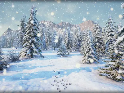 Winter Nature Low-poly 3D model