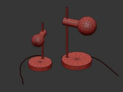 Table lamp wood and gold 3D model