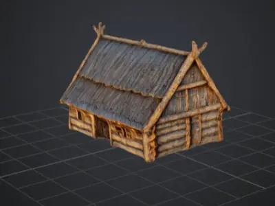 Rustic Wooden Cabin 3D model