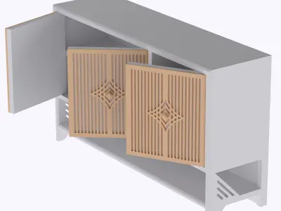 Living room cabinet with functional doors and shelves  3D print model purchase