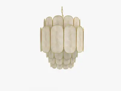 Tier Capiz and Metal Chandelier 3D model