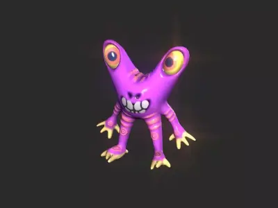 Twin Eye head toy alien  Low-poly 3D model
