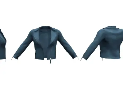 Ladies Leather Jacket - Motorcycle Jacket Low-poly 3D model