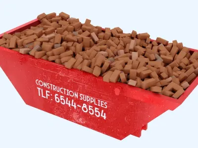 Industrial Container with bricks 3 3D model