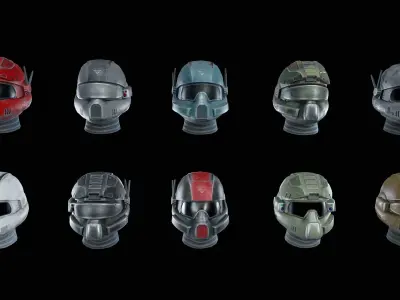 SciFi Helmet Low-poly 3D model