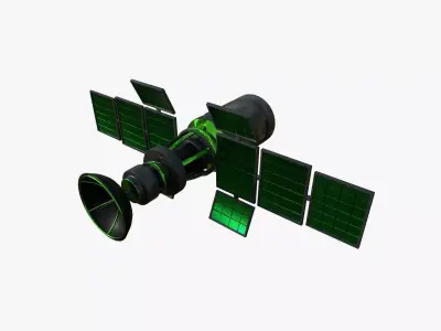 Satellite A01 Green - SciFi Space Design Low-poly 3D model