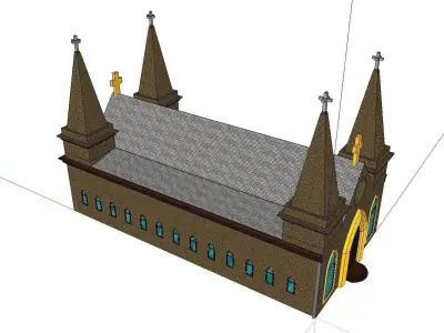 Architecture-Religion-God-Culture-Temple-0125 church with two... 3D model