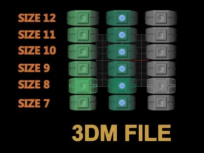 Signet Ring Square Flush Diamond Mix Size 7-12 3D print model