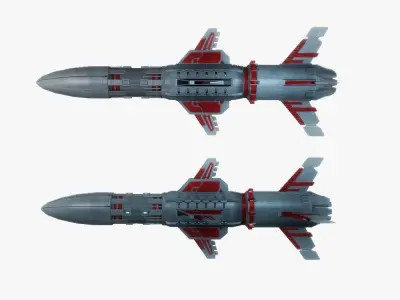 x6 Heavy rocket missiles package Low-poly 3D model