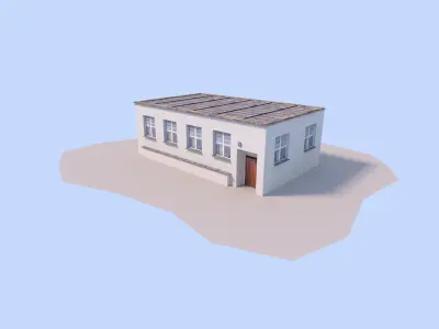 House building with roof Low-poly 3D model