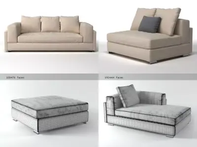 A four different sofas 3D model