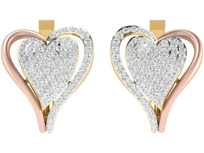 Light Weight Yellow Gold Diamond Earring EZ BI-54 3D print model
