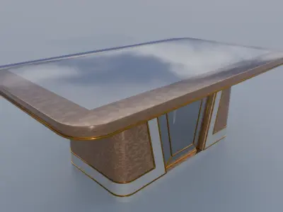Golden Luxe Dining Table Elegance 3D model