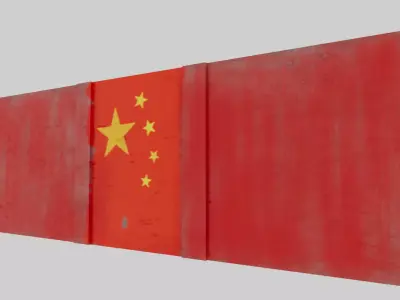 Chinese grafitti wall Low-poly 3D model