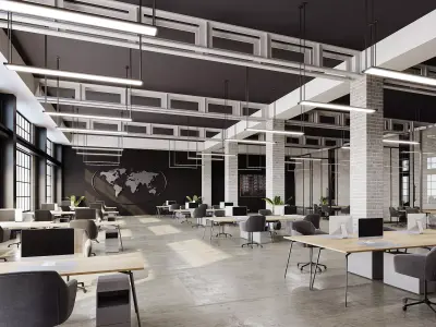 Interior scene loft office 06 3D model purchase
