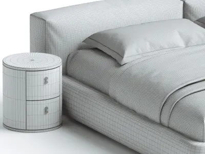 Amos Boucle White Contemporary Rectangular  3D model
