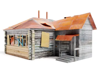 CountryHouseC old damaged as1 Low-poly 3D model