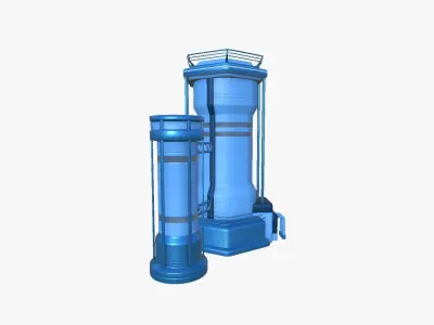 SciFi Facility A03 Blue - Sci Fi Exterior Design Low-poly 3D model
