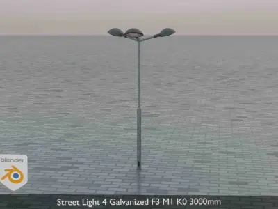 Street Light 4 Galvanized F3 M1 K0 3000mm  Low-poly 3D model