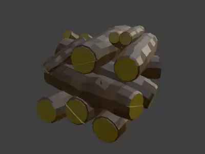 Stylized Low Poly Firewood Stack Prop Low-poly 3D model