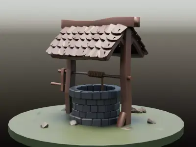 stylized water well 3D model purchase