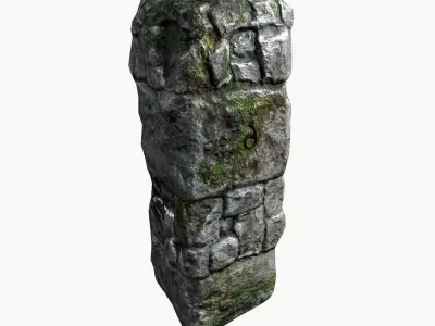 Mossy Stone Pillar Low-poly 3D model
