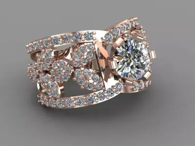 Rose Gold Women Diamond Ring 3D print model 3D print model 39