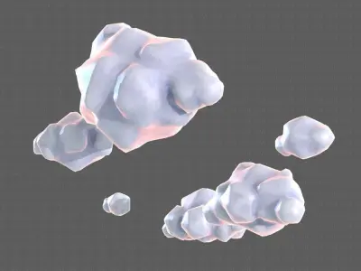 Clouds cartoon V02 Low-poly 3D model