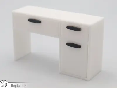 Classic Desk with functional door drawers  3D print model purchase
