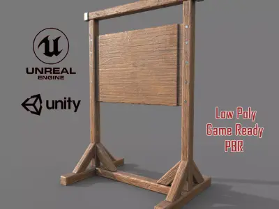 Wooden SignBoard A Low-poly 3D model