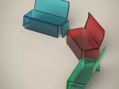 Glass Bench Low-poly 3D model