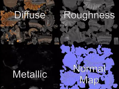 Majestic Dragon Fountain model pack Low-poly 3D model