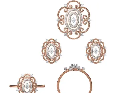 Light wt Ring Earrings Pendant set 3dm stl 1-render details 3D print model 11