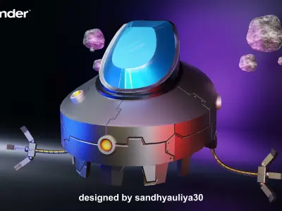 Robot SCI-FI with Arm Low-poly 3D model