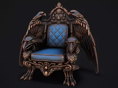Fantasy Throne 5 game ready 3d model Low-poly 3D model