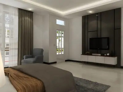 Bedroom Interior Low-poly 3D model