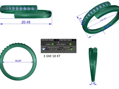 Women Ring  Render 3dm STL OBJ FBX Details 3D print model 383
