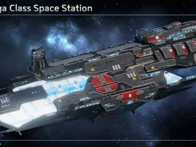 Tortuga Pirate Space Station Low-poly 3D model