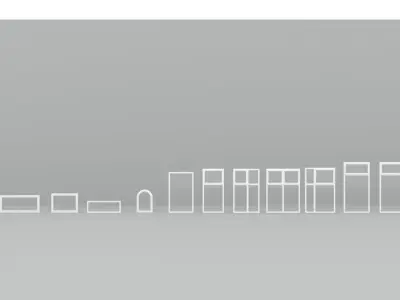 Detailed metal-plastic windows and doors 3D model