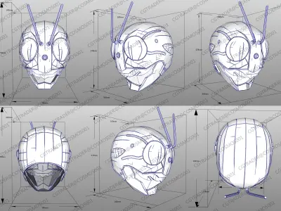 Kamen Rider The First helmet paper papekura Low-poly 3D model
