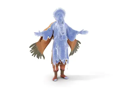 Traditional Tribal Chief Character Model Rigged and Animated Low-poly 3D model