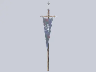 Fantasy war banner Low-poly 3D model